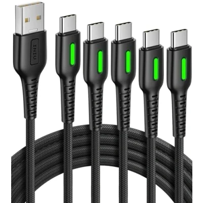 Abbildung von INIU USB C Kabel, Ladekabel 5 Stück (1+1+2+2+0.5m) QC 3.1A Typ Schnellladekabel, Nylon Geflochtenes Handy Schnellladung für iPhone 16 15 Pro Samsung S22 S10 Huawei Google Piexl Xiaomi.