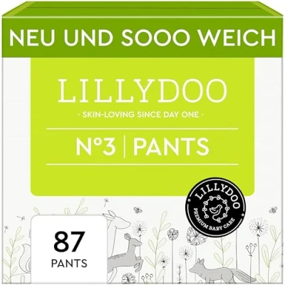 Abbildung von LILLYDOO Baby Windeln Pants Größe 3 (6 10 kg), Halbmonatsbox (87 Höschenwindeln), Sicherer Auslaufschutz Hautfreundlich, Weich &amp; Ohne Lotionen für empfindliche Haut, Dermatologisch getestet