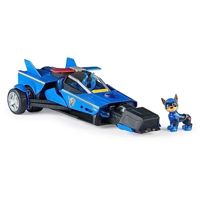 Abbildung von PAW PATROL: Der Mighty Kinofilm, 40cm langes Chase Deluxe Superhelden Raketenfahrzeug inkl. Figur, Licht und Geräuschen, Spielzeug geeignet für Kinder ab 3 Jahren
