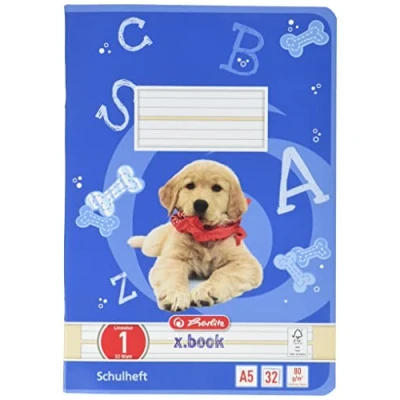 Abbildung von Herlitz Schulheft x.book A5, Lineatur 1, 1. Klasse, 32 Blatt, 5 Stück