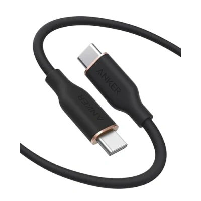 Abbildung von Anker Powerline III Flow, USB C auf Kabel 240W, Typ 180cm, Kompatibel mit iPhone 16/15 Serie, MacBook Pro/Air, iPad Galaxy S24, Pixel, Switch, LG (USB 2.0, Nachtschwarz)