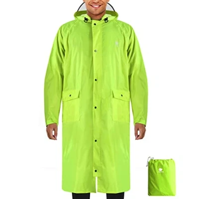 Abbildung von ANYOO Wasserdicht Regenmantel Radfahren Regen Poncho Portable Leichte Regenjacke Mit Kapuze Fahrrad Compact Cape Wiederverwendbare Unisex für Backpacking Camping Outdoors,Lime,Einheitsgröße