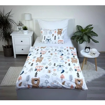Abbildung von Theonoi Kinderbettwäsche Kleinkinder Bettwäsche Babybett komplett Set Bettbezug 100x135 &amp; Kissenbezug 40x60 aus Baumwolle Öko Tex Standard für Jungen und Mädchen (Wald Tiere)