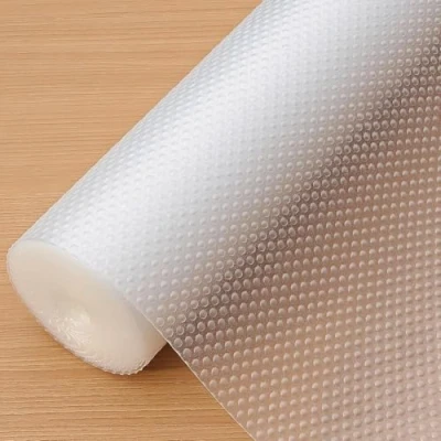 Abbildung von Hersvin Schubladenmatte 44.5cmx300cm Schubladeneinlage Eva Schrankpapier Nicht Klebende Wasserfest Unterlage Teppich für Küchenschränke Regalschrank (Transparent Punkt)