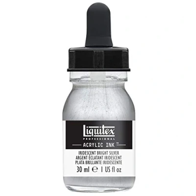 Abbildung von Liquitex 4260236 flüssige Professional Acrylfarben Ink, Tusche, 30 ml, hochpigmentierte Airbrushfarbe, lrisierendes helles silber