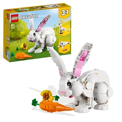 Abbildung von LEGO 31133 Creator 3in1 Weißer Hase Tierspielzeug Set mit Hasen , Robben und Papageienfiguren, Baustein Konstruktionsspielzeug für Kinder ab 8 Jahren