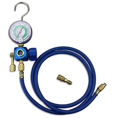 Abbildung von BACOENG Klimaanlage Kältemittel Aufladeschlauch mit Messgerät und Haken R410a R32 R407c R134A