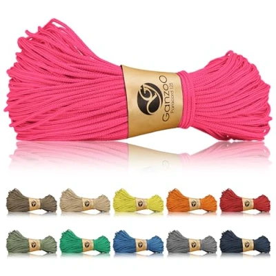 Abbildung von Ganzoo Paracord 125 Seil 1mm Takel Schnur, Nylon &amp; Polyester, Allzweckseil für Armband, Hundehalsband, Hundeleine Knüpfen, Takeln, Camping Survival, Magenta