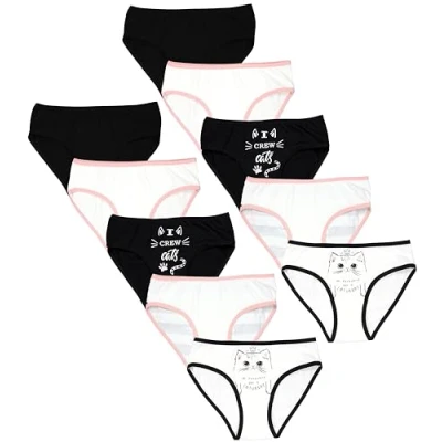 Abbildung von TupTam Unterhosen Mädchen 10er Pack Größe 92 170 Bequeme Unterwäsche für aus Baumwolle, Farbe: Slips Katzen Creme Schwarz, Größe: 128 134