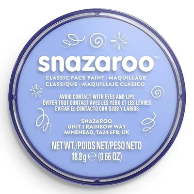 Abbildung von Snazaroo 1118366 Kinderschminke, hautfreundliche hypoallergene Gesichtschminke auf Wasserbasis, wasservermalbar, parabenfrei, 18ml Topf Blassblau