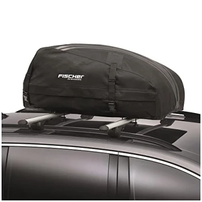 Abbildung von FISCHER Dachbox faltbar, mit Aufbewahrungstasche, 270 L Fassungsvermögen, für Lasten bis max. 50 kg, aus wasserabweisendem Polyamid, Reißverschluss, 100 x H 40 B 80 cm