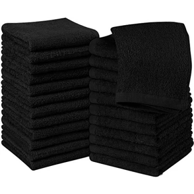 Abbildung von Utopia Towels 24 Stück Seiftücher, 30x30 cm mit Aufhängeschlaufen, saugfähige Waschlappen zum Abwischen und Reinigen des Gesichts aus 100% Baumwolle (Schwarz)