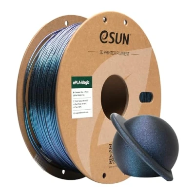 Abbildung von eSUN Dual Color PLA Filament 1.75mm, ePLA Magic Glitter 3D Drucker Filament, Maßgenauigkeit +/ 0.05mm, 1KG Spule (2.2 LBS) für Drucker, Dunkel Glänzendes Blau