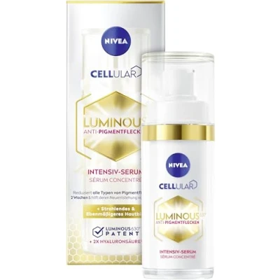 Abbildung von NIVEA Cellular LUMINOUS630 Anti Pigmentflecken Intensiv Serum (30ml), Gesichtspflege mit Hyaluronsäure für einen ebenmäßigeren und strahlenden Teint, gegen