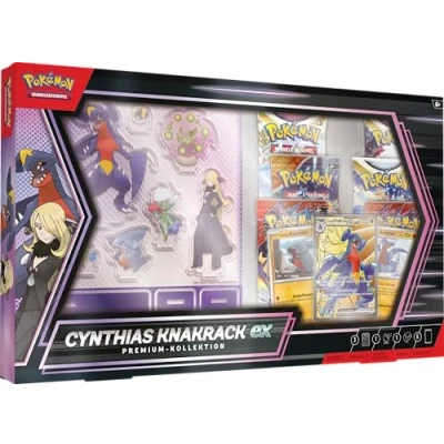 Abbildung von Pokémon Sammelkartenspiel: Premium Kollektion Cynthias Knakrack ex (3 holografische Karten und 6 Boosterpacks)