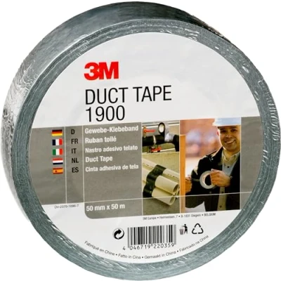 Abbildung von 3M Gewebeklebeband 1900 in Silber Grau 50mm x 50 m Duct Tape / Panzerband handreißbar &amp; wasserfest für universelle Anwendungen wie Markieren, Abdichten, Bündeln 1 er Pack
