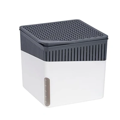 Abbildung von WENKO Raumentfeuchter Mod. Cube, Luftentfeuchter reduziert Schimmel &amp; Gerüche, Auffangschale mit 500 g Granulatblock nachfüllbar, fasst bis zu 800 ml Feuchtigkeit, 13 x cm, Weiß