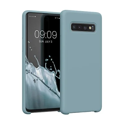 Abbildung von kwmobile Hülle kompatibel mit Samsung Galaxy S10 Silikon Handy Case Handyhülle weiche Oberfläche kabelloses Laden Antique Stone