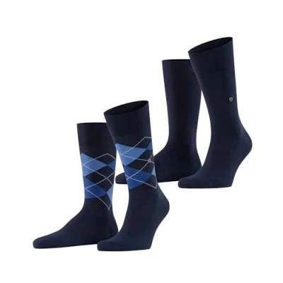 Abbildung von Burlington Herren Socken Everyday Mix 2 Pack M SO Baumwolle gemustert Paar, Blau (Marine 6121), 40 46