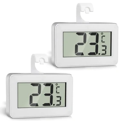 Abbildung von Romon Kühlschrankthermometer Thermometer Kühlschrank, 2 Stück Digital Kühlschrank Gefrierschrank, Küchenthermometer Innen, Wasserdicht Feuchtigkeitsfest, LCD Display, Max/Min Aufnahmefunktion, Weiß