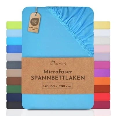 Abbildung von NatureMark Mikrofaser SPANNBETTLAKEN zum Sparpreis! viele Größen und Farben Markenware (140x200 160x200 cm, türkis)