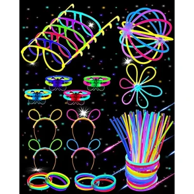 Abbildung von Carehabi Knicklichter Party Set 100x Kinder Leuchtstäbe mit Verbinder Leuchtende Deko Zubehör Festival