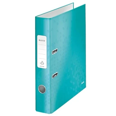 Abbildung von Leitz Qualitäts Ordner 180, A4, schmal, 5,2 cm Rückenbreite, laminierte Graupappe, Eisblau, WOW Serie, 10064051