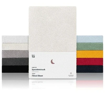 Abbildung von Blumtal® Frottee Spannbettlaken 140 x 200 cm OEKO TEX zertifiziertes Spannbetttuch 140x200cm bis 25cm Matratzenhöhe Bettlaken wärmend in Elfenbein