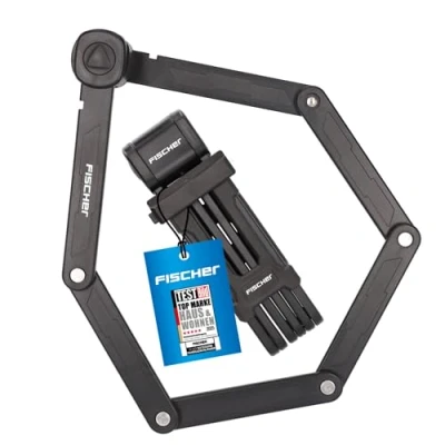 Abbildung von FISCHER 85852 Faltschloss inkl Halterung und 2 Sicherheitsschlüssel schwarz 85 cm