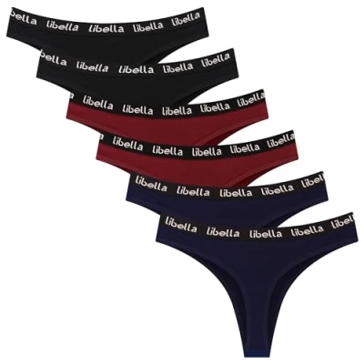 Abbildung von Libella 6er Pack Damen Strings, Unterwäsche aus Baumwolle, Atmungsaktive Unterhosen 3207BMR S