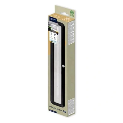 Abbildung von Müller Licht Mobina Sensor 30 LED Batterieleuchte Orientierunglicht Nachtlicht, 30cm Länge, neutralweiß 4000K, 2W, wiederaufladbar per USB, selbstklebend, schwarz