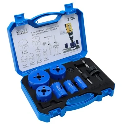 Abbildung von CCLIFE Lochsäge Set Bi Metall, 8tlg Bimetall M3 HSS CO Lochbohrer Ø22 64mm Schnitttiefe 38mm zum Bohren von Edelstahl Leichtmetall Holz PVC Kunststoff usw.
