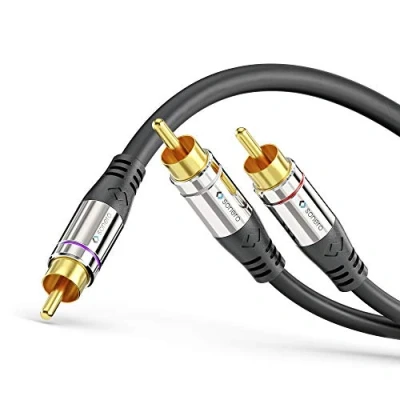 Abbildung von Sonero Premium 10,0m Cinch Kabel, 1x auf 2x Cinch, Audio Y Subwoofer, HiFi Anlage, Verstärker, schwarz