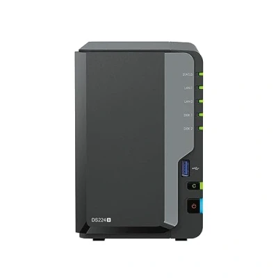 Abbildung von Synology DS224+ 2 Bay Diskstation NAS (Intel Celeron J4125 4 Core 2.0 GHz 2GB DDR4 RAM 2xRJ 45 1GbE LAN Port) 8 TB Bundle mit x WD Red Plus HDDs (WD40EFPX 68C6CN0)