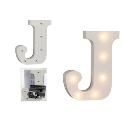 Abbildung von Beleuchteter Holz Buchstabe J, mit 6 LED, ca. 16 cm