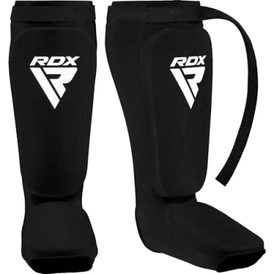 Abbildung von RDX Schienbeinschoner Kickboxen, Schienbeinschützer Thaiboxen Kampfsport Muay Thai MMA Spannschützer, Schienbeinschutz Polster Shin Guard Sparring, Herren Damen Fußschutz Kick Boxing Ausrüstung