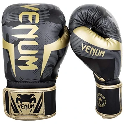 Abbildung von Venum Unisex Elite Boxing Gloves Boxhandschuhe, Dunkelgrau Camo/Gold, 12 Oz EU