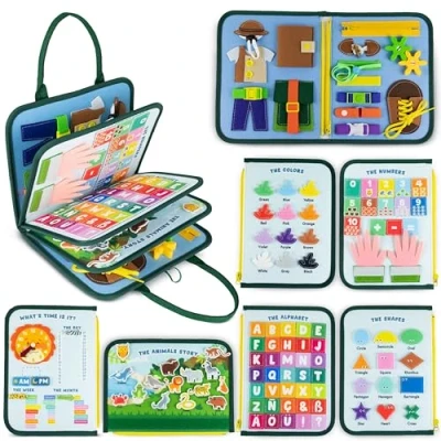 Abbildung von BONNYCO Montessori Busy Board aus Filz Pädagogisches Spielzeug, Activity Baby Motorikspielzeug Kinder Geschenke für Jungs Mädchen, Geburtstag Weihnachten