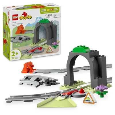 Abbildung von LEGO DUPLO Town Eisenbahntunnel und Schienen Erweiterungsset, Geschenk für Kleinkinder, fördert die Fingerfertigkeit, Spielset Fahrzeugfans ab 2 Jahren, kreatives Lernspielzeug 10425
