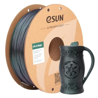 Abbildung von eSUN Dual Color PLA Filament 1.75mm, ePLA Magic Glitter 3D Drucker Filament, Maßgenauigkeit +/ 0.05mm, 1KG Spule (2.2 LBS) für Drucker, Dunkel Glänzendes Grün
