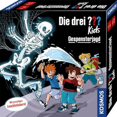 Abbildung von Die DREI ??? Kids Gespensterjagd von KOSMOS 683764, kooperatives Memo Spiel mit Fragezeichen Kids, Brettspiel für 2 4 Kinder ab 6 Jahre, White