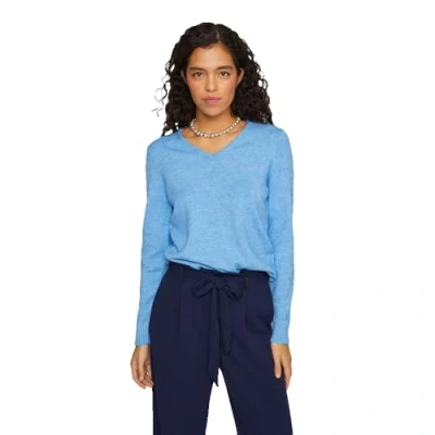 Abbildung von VILA Vneck Strickpullover, Damen, Größe: XS, Türkis