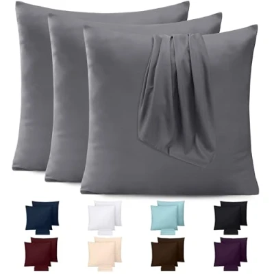 Abbildung von Utopia Bedding Kissenbezug 50x50 4er Set Kopfkissenbezug aus 100% gebürsteter Mikrofaser mit Umschlagverschluss Falten , verblassen und schmutzabweisende Kissenbezüge Grau