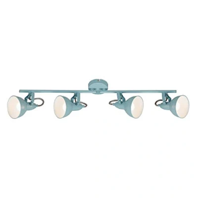 Abbildung von Briloner Leuchten Deckenleuchte, Spotleuchte 4 flammig, Strahler Dreh und schwenkbar, Retro/Vintage, x E14, 40 Watt, Metall, Mint Weiß, 790x190mm (LxH), 4er Spot