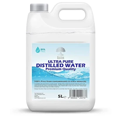 Abbildung von Destilliertes Wasser 100% reine Premium Qualität ideal für CPap, Bügeleisen, Luftbefeuchter, Reinigung, Motoren und mehr Hergestellt in Großbritannien (5 Liter)