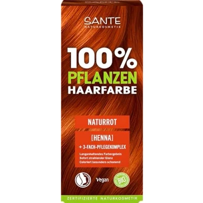 Abbildung von SANTE Naturkosmetik 100% Pflanzenhaarfarbe Pulver 06 Naturrot, vegane Haar Coloration mit Bio Henna, langanhaltender Rotton, natürliche Grauabdeckung &amp; Glanz, 3 Fach Pflegekomplex, 100g