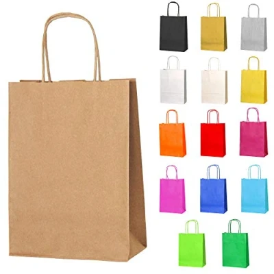 Abbildung von Thepaperbagstore 5 Papiertüten für Partys und Geschenke mit Griffen Braun 180x220x80mm