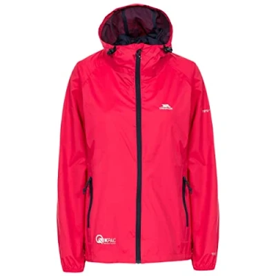 Abbildung von Trespass Qikpac Female Jacket, Raspberry, M, Kompakt Zusammenrollbare Wasserdichte Jacke für Damen, Medium, Rosa / Pink
