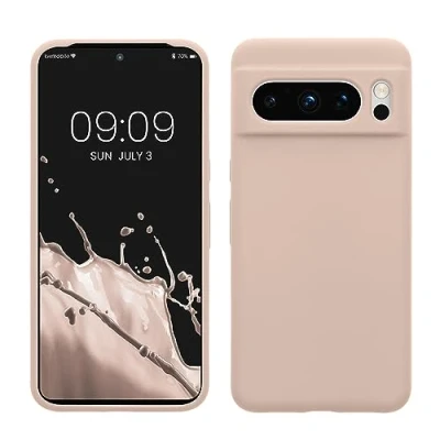 Abbildung von kwmobile Hülle kompatibel mit Google Pixel 8 Pro Silikon Handy Case Handyhülle weiche Oberfläche kabelloses Laden Coconut Swirl