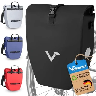 Abbildung von Valkental Große &amp; wasserdichte Gepäckträgertasche 20L Füllvolumen Fahrradtasche für Gepäckträger mit Reflektoren in Schwarz